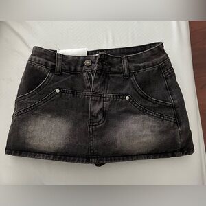 Black Denim Mini Skirt